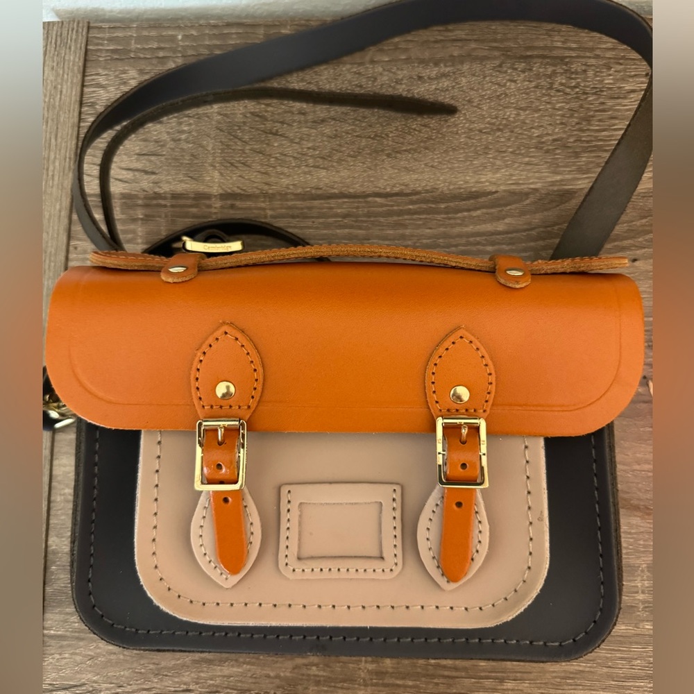 Cambridge Satchel Company Crossbody  In Vintage,Vanilla and Charcoal! Brand New!